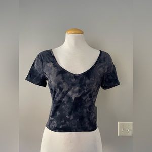 LuluLemon Black Tye-Dye Align Cropped Tee NWT